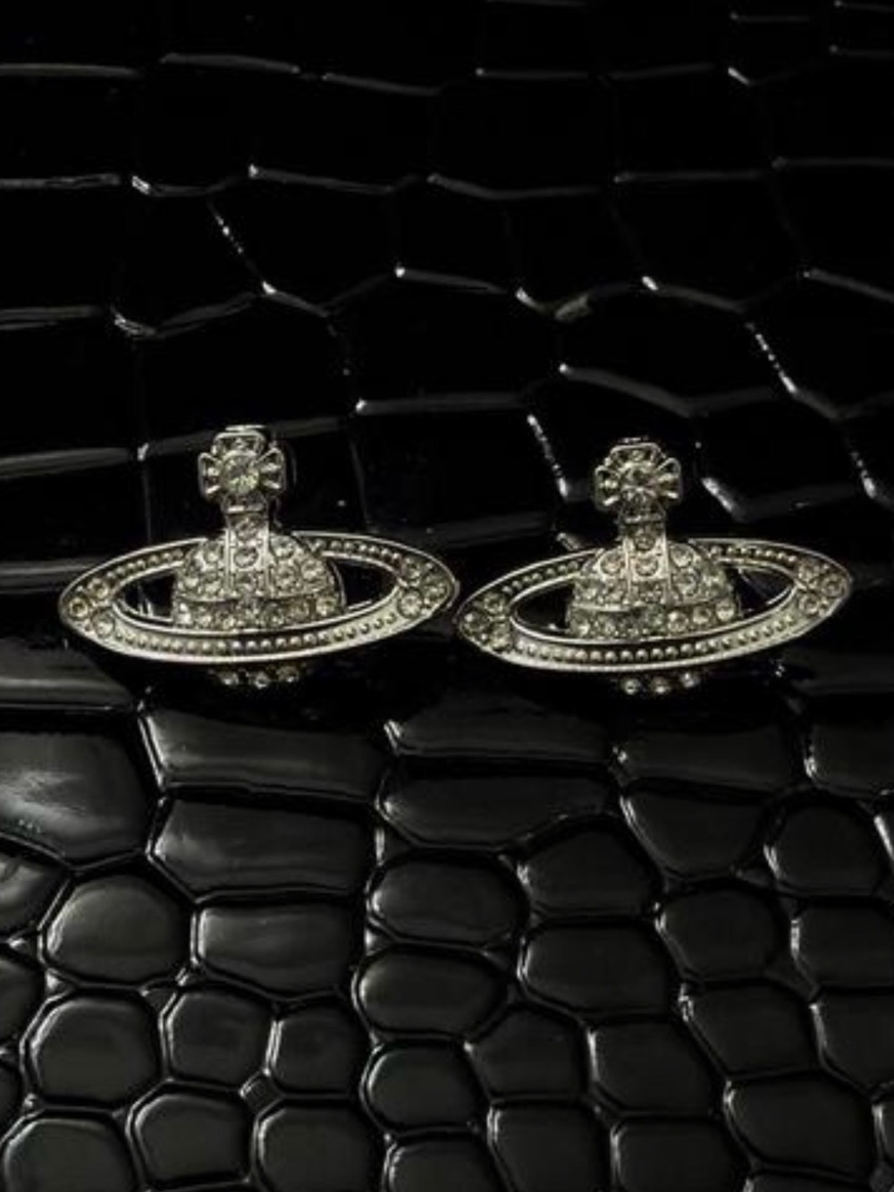 Vivienne Westwood Silver Crystal Orb Planet Earrings